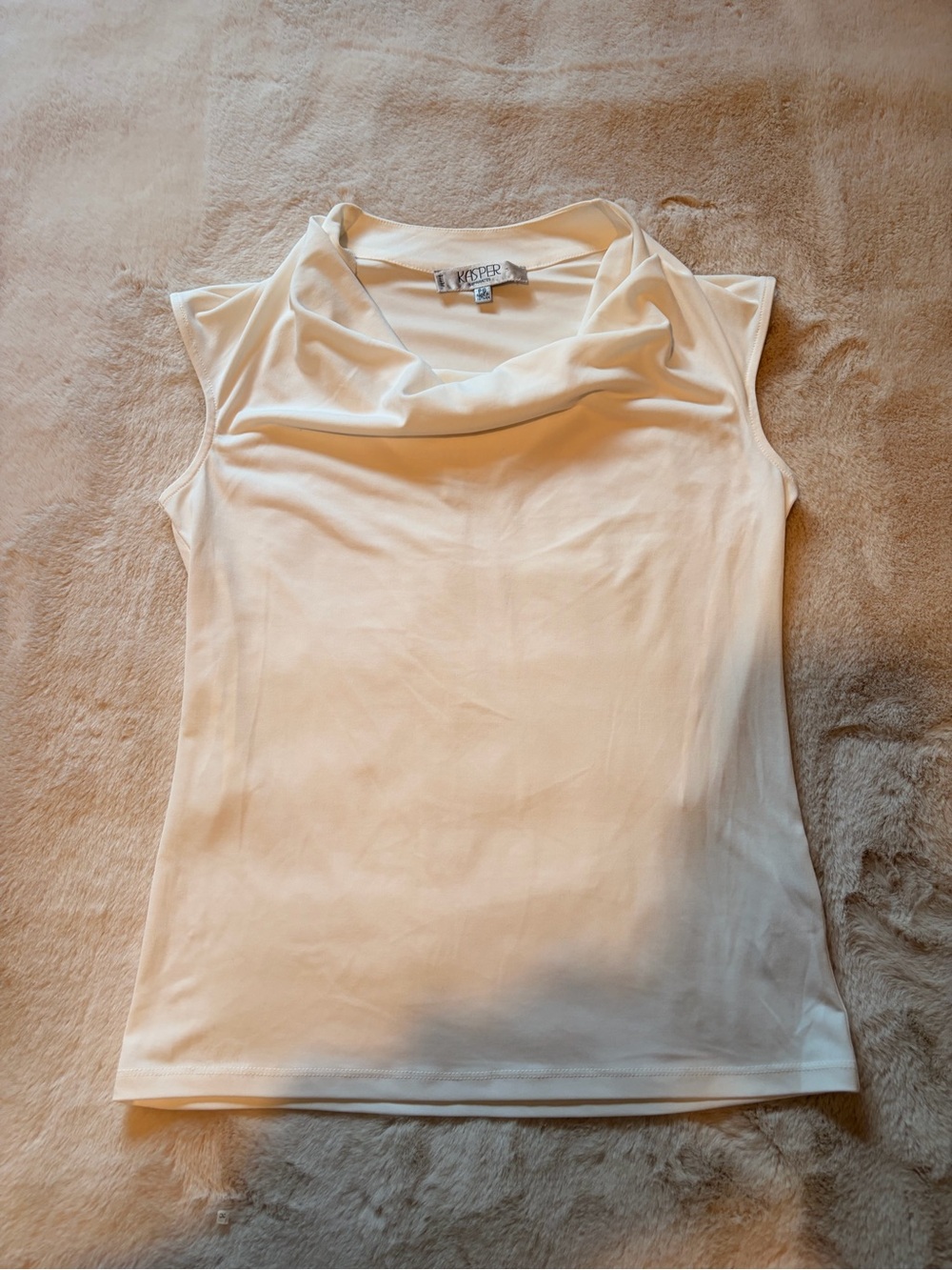 Kasper Petite Ivory Sleeveless Cowl Neck Blouse